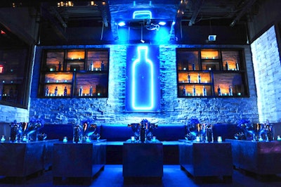 Mokai was transformed into a 1970s disco, complete with custom-designed neon silhouettes of the iconic vodka bottle.