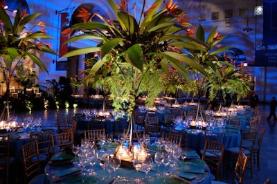 Heffernan Morgan's towering centerpieces resembled the headdresses of Aztec warriors.