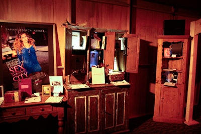 One of the auction areas was designed to look like a typical Park City souvenir shop with autographed scripts and DVDs, gift baskets, and video game packages set on wooden tables and inside weathered cabinets.