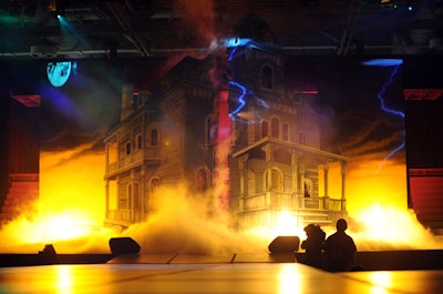 The stage show, produced by creative director Phillip Ing, included a pyrotechnics display when the set—meant to replicate the Bates Motel—split in two.