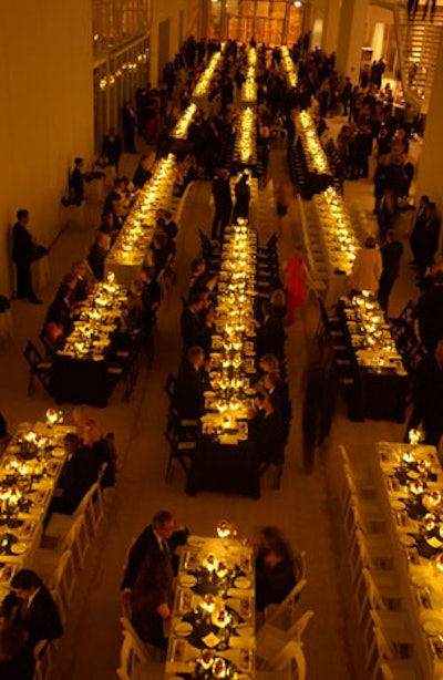 Some 450 guests sat for dinner at communal tables in the main hall of Griffin Court.
