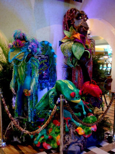 Vignettes from the Jungle Fantasy production were set up around the casino lobby.