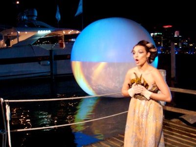 An opera singer performed on the dock following Bayraktar's anchoring of the property.