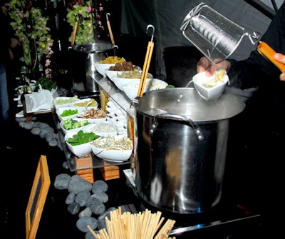 A sukiyaki station was just one of the made-to-order food stations available.