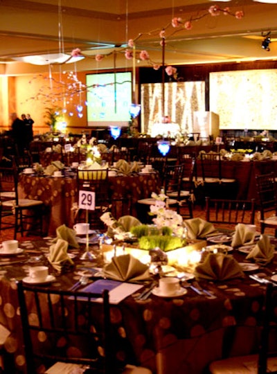 Event planners kept the four elements-earth, air, fire, and water-in mind when creating the Zen-like event.