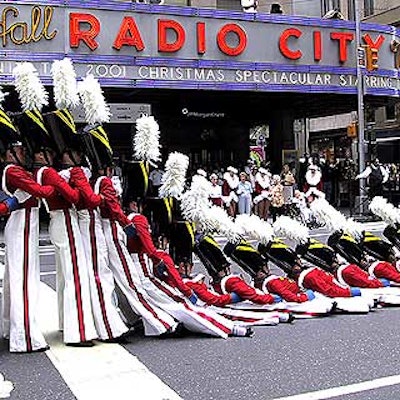 Eighteen Rockettes dressed as toy soldiers gave an abbreviated performance of a number in the Christmas Spectacular show.