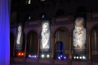 Banners depicting children who have been helped by the Cystic Fibrosis Foundation added a personal touch to the venue.