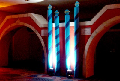 A Venetian archway resembling the bridges on the Grand Canal flanked the entryway into the converted ballroom.