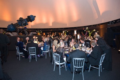 Some guests sat for dinner in the planetarium's Sky Theatre, which houses the Ziss Mark VI Projector that John McCain mentioned during the presidential debates.