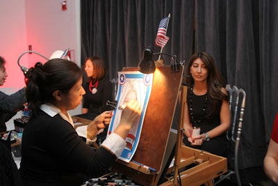 Guests at washingtonpost.com and Slate's party had their portraits drawn by political cartoonists.