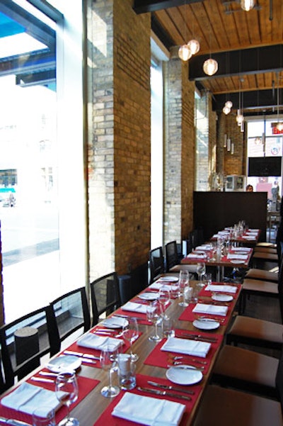 Floor-to-ceiling windows give diners a street view.