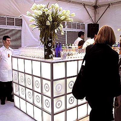 Outside the Target Townhouse filled with products from Target stores, a tent housed custom-made bars designed by Rand.M Productions and flowers from Marc-Antoine.
