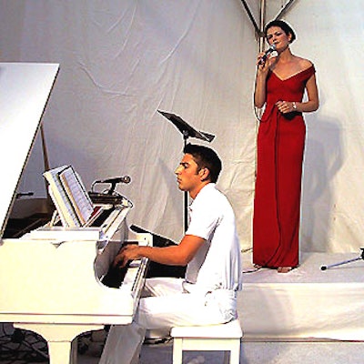 A singer performed in a striking Target-red dress.