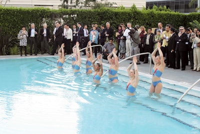 Pools as Performance SpacesFor the Inter-Pacific Bar Association's conference in Los Angeles, Pivotal Events hired synchronized swimmers from Winning Performance to entertain in the hotel's pool during the welcome reception.