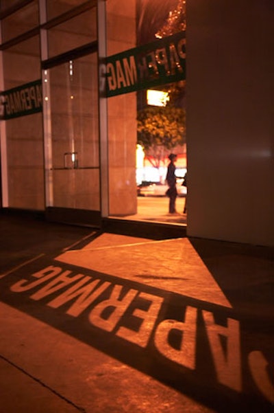 Paper's logo decorated the entrance to the store.