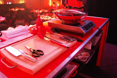 The contestants cooked at three work stations set up onstage.
