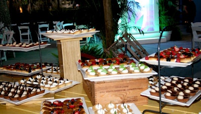 At the end of the evening, a large dessert bar, featuring bite-size key lime pie, crème brûlée, and chocolate soufflés, was wheeled out to the marketplace.