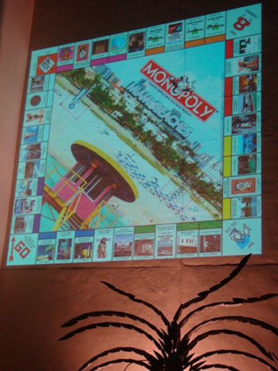 A gobo of the game board was projected onto the side of the museum.