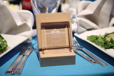 Each guest received an etched glass plaque to commemorate the evening.