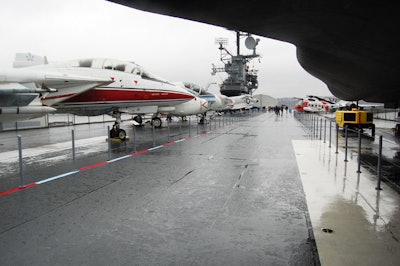 The expansive flight deck houses a number of aircraft and is available for large-scale dinners as well as receptions.