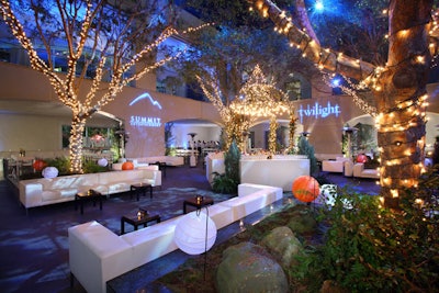 At the party, white lights twinkled on a central bar, inspired by the gazebo in the film's prom scene.