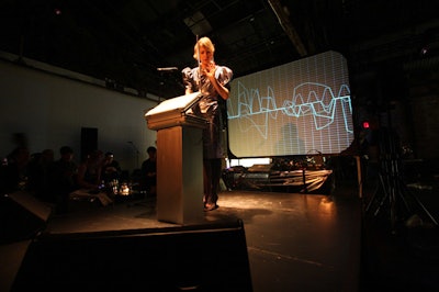 Synth maestro Dorit Chrysler was among the night's nine performances, and her music synched with a light display projected behind her.