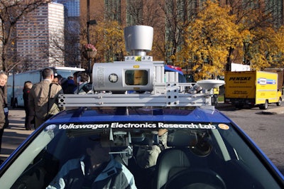 Inside and outside the convention center, companies like Volkswagen prominently displayed cars outfitted with the newest intelligent technology.