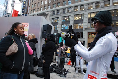 Uniqlo's 'heat techies,' brandishing hand-held thermograph scanners, gave guests the once over so they could see the temperatures of different parts of their bodies.