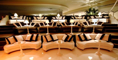 Room Service Furniture and Event Rentals supplied the loungers and curved-banquet seating in for the Sparkle club.