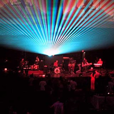 Stellar Designs's laser show and Bentley Meeker's lighting were some of the dramatic effects at High Definition Entertainment's Cocktails and Dreams event at Hammerstein Ballroom.