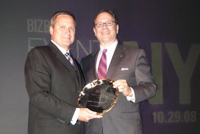 John Campanelli, president and C.E.O. of Classic Party Rentals, received the Event Business Visionary Award, presented by Richard Aaron, president of BizBash.