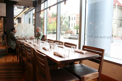 Large windows offer views of Pennsylvania Avenue.