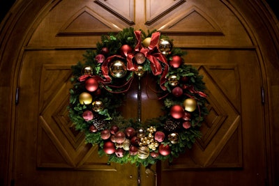 A wreath hung on the door.