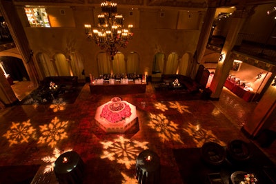 Snowflake gobos covered the floor at the Hollywood Roosevelt.