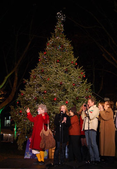 Lauren Glassberg of WABC TV (one of the event's media sponsors) acted as M.C., for the tree lighting at Dante Park, which kicked off the night's festivities. The ceremony also included an appearance by Grandma of the Big Apple Circus.