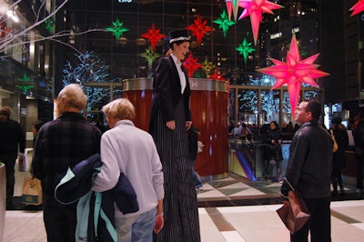 Stilt walkers roamed the streets and the festival venues.
