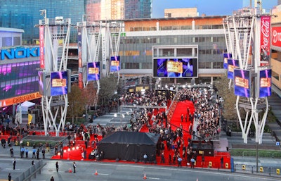 Arrivals for the awards swarmed downtown's burgeoning L.A. Live.