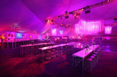 Purple lighting bathed the official after-party, with design and production by 15/40.