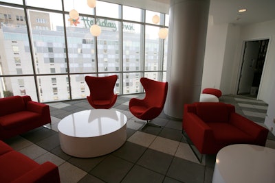 Seating dots the terrace lobby.