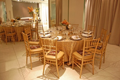 Gwen Gibson, national director of special events at Holt Renfew Canada, dressed Holt's Café in metallic hues for a dinner party for 60.