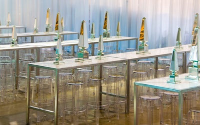 Philippe Starck's Charles Ghost stools provided seating for guests during the cocktail reception.