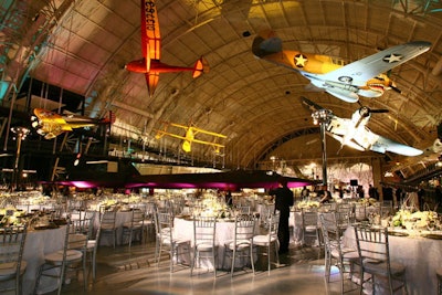 Designers lit the belly of the SR-71A Blackbird with soft lavender lights.