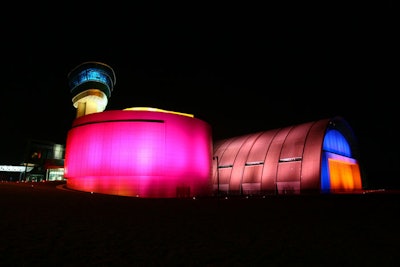 The Udvar-Hazy Center was aglow for the first time, after FAA approval.