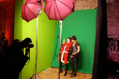 Adjacent to Garnier's hair-styling station was a photo booth where guests could don hats, feather boas, and sunglasses and pose for a mock Rolling Stone cover.