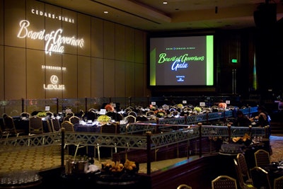 Logos and event signage decked the ballroom.