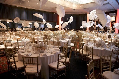 Designer David Stark anchored each dinner table with an umbrella like the one used in Alvin Ailey's 'Revelations.'