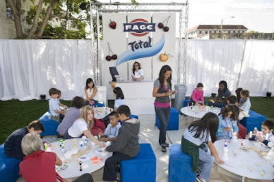 Children from the Arts for Learning program got to experiment with arts and crafts at the outdoor Fage learning studio from Grand Events of Florida.