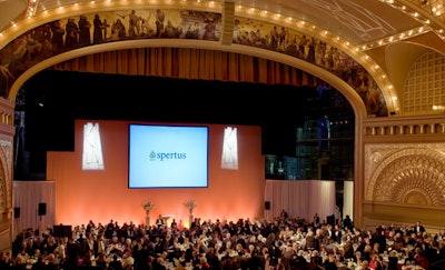 Some 450 guests sat for dinner on the theater's stage.