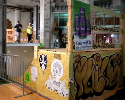 The skate ramp was auctioned off after the show's end with the proceeds benefiting the Brazilian rain forest.