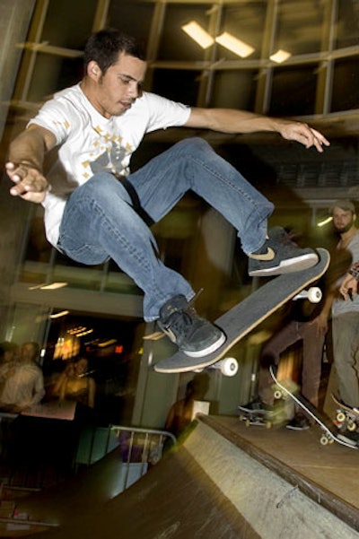 Professional skateboarders performed throughout the weekend on the skate ramp inside the exhibit.
